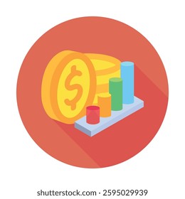 Fund rounded isometric 3d, mini illustration icon, use for modern concept, UI or UX kit, web and app development. related to business, finance, economy..