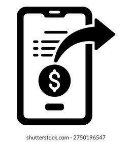 Fund transfer icon via mobile financial application