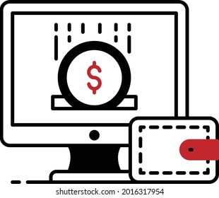 Fund upload or billfold wallet Vector Icon Design, Business and Management Symbol, Banking and finance Sign, ECommerce and Delivery Stock illustration, epay or digital payment Concept