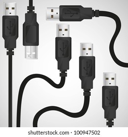 fund usb cable pattern on gray, vector illustration