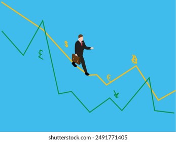 Fundamental Analysis and Currency Exchange Volatility 3d isometric vector illustration