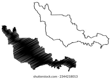 Mapa de ilustraciones vectoriales del municipio de Fundao (estado de Espírito Santo, municipios del Brasil, República Federativa del Brasil), dibujo de garabatos Mapa de la Fundación