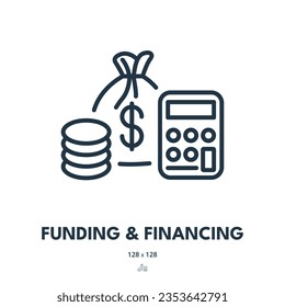 Funding and Financing Icon. Investment, Profit, Fund. Editable Stroke. Simple Vector Icon