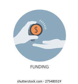 Funding flat icon concept 