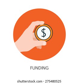 Funding flat icon concept 