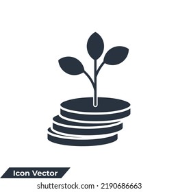 ilustración vectorial del logotipo del icono de financiación. Plantilla de símbolos de ingresos pasivos y dinero en crecimiento para la recopilación de diseño gráfico y web