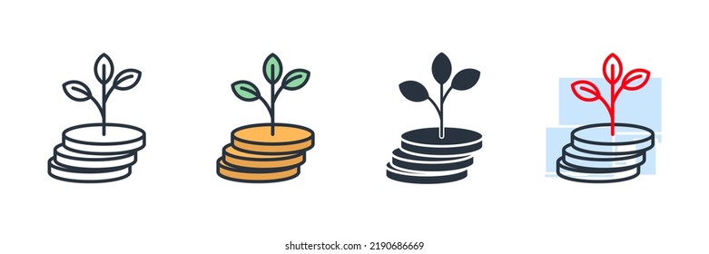 ilustración vectorial del logotipo del icono de financiación. Plantilla de símbolos de ingresos pasivos y dinero en crecimiento para la recopilación de diseño gráfico y web