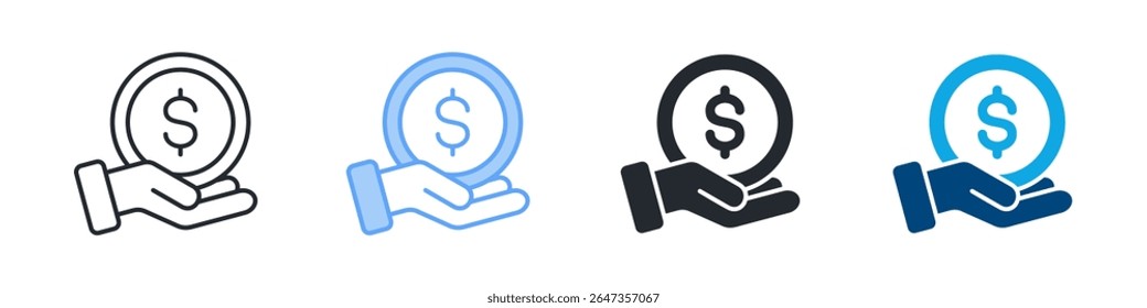 Funding Icon Set Multiple Style. Designed In Outline, Blue, Glyph, Dual Tone