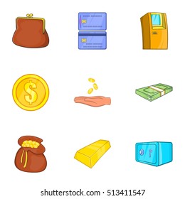 Funding icons set. Cartoon illustration of 9 funding vector icons for web