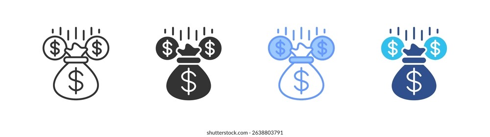 Funding Multi Style Icon Set Vector