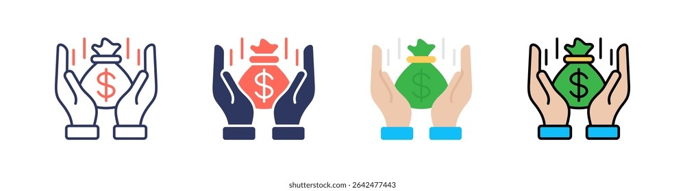 Funding Multi Style Icon Set Vector