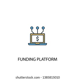 funding platform concept 2 colored line icon. Simple yellow and blue element illustration. funding platform concept outline symbol design