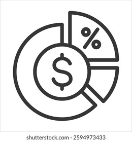 Funding Ratio Outline Icon Vector Illustration
