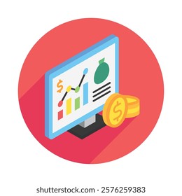 Funding rounded isometric 3D. use for modern concept, print, UI, UX kit, web and app development. Vector EPS 10, related to education, business, finance, investment.