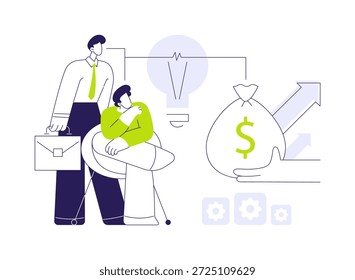 Financiación de rondas de Ilustración vectorial de concepto abstracto. Grupo de socios comerciales se ocupa de rondas de financiación, Asistencia de proyectos de inicio, estrategia financiera, metáfora abstracta de recaudación de dinero.