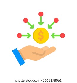Funding Sources Icon Flat Vector Illustration