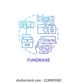 Fundraise blue gradient concept icon. Providing support to homeless people abstract idea thin line illustration. Nonprofit organization event. Isolated outline drawing. Myriad Pro-Bold font used