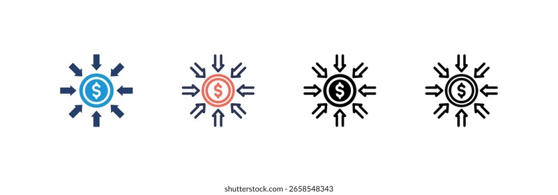 Conjunto de iconos de recaudación de fondos colección de estilo múltiple