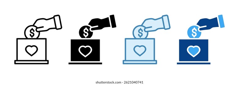 Ícone de arrecadação de fundos Definir Coleção de Estilos Múltiplos