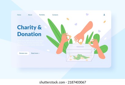 Fundraiser layout websites. Online fundraising creative medical banner template, mobile donations volunteers charity contributor social help endowment, vector illustration of fundraising banner