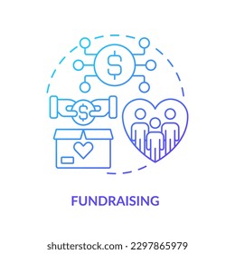 Fundraising blue gradient concept icon. Financial contribution. Investment. DAO usage purpose abstract idea thin line illustration. Isolated outline drawing. Myriad Pro-Bold font used