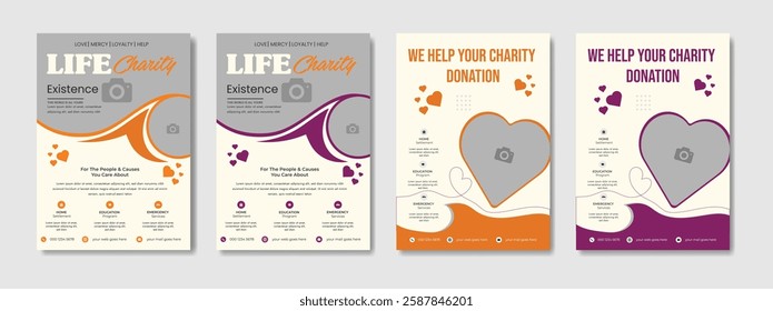 Fundraising Charity Flyer Donation Banner Charity Flyer Template Editable design for nonprofit events donations book drives and social causes Perfect for NGOs volunteers and fundraising campaigns