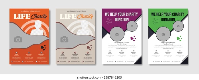 Fundraising Charity Flyer Donation Banner Charity Flyer Template Editable design for nonprofit events donations book drives and social causes Perfect for NGOs volunteers and fundraising campaigns