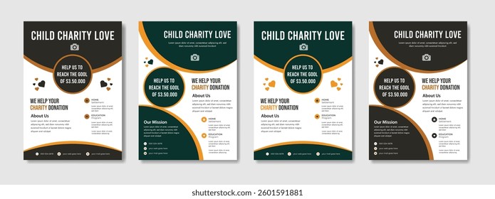 Fundraising Charity Flyer Donation Banner Charity Flyer Template Editable design for nonprofit events donations Golf tournament flyer template with sports event poster and annual brochure cover design