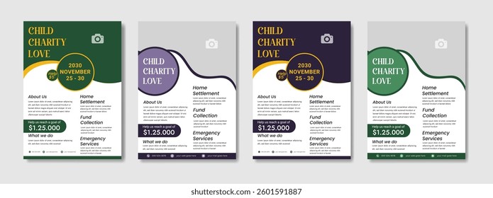 Fundraising Charity Flyer Donation Banner Charity Flyer Template Editable design for nonprofit events donations Golf tournament flyer template with sports event poster and annual brochure cover design