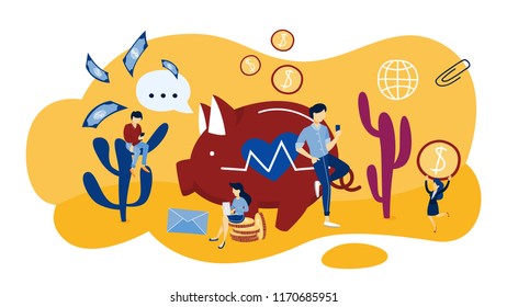Fundraising concept. Idea of charity, donation and sponsorship. Money investment in idea and crowdfunding. Isolated flat vector illustration
