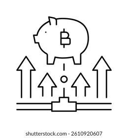 fundraising digital coin ico line icon vector. fundraising digital coin ico sign. isolated contour symbol black illustration