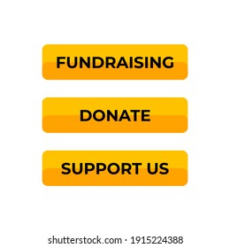 Recaudación de fondos, donación, soporte para el vector de diseño de etiquetas de botones web de los ee.uu.
