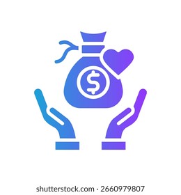 Ilustração do vetor de gradiente do ícone de levantamento de fundos