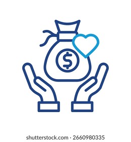Ilustração do vetor de cor da linha do ícone de levantamento de fundos