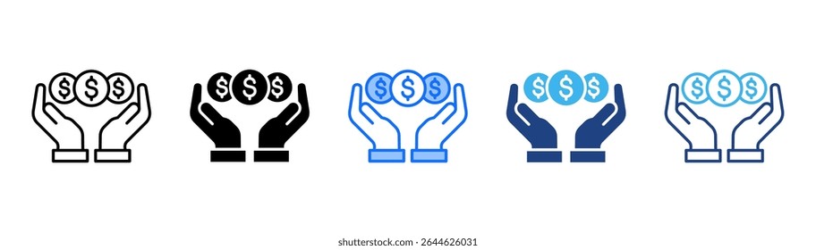 Fundraising icon set multiple style collection