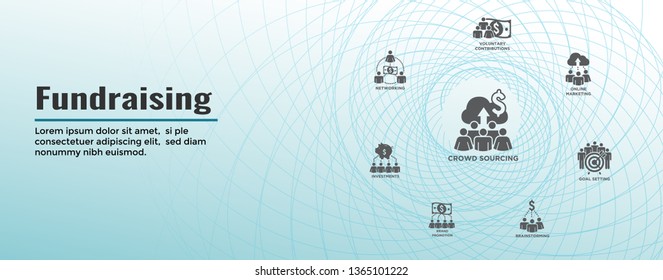 Fundraising Icon Set w Web Header Banner