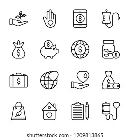 Fundraising icons set 