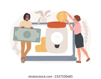 Fundraising isolated concept vector illustration. Business fundraising, corporate website, menu bar, UI, startup investment, financial institution, croudfounding, find funds vector concept.