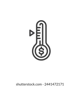 Fundraising line icon. linear style sign for mobile concept and web design. Fundraising thermometer outline vector icon. Raise funds symbol, logo illustration. Vector graphics