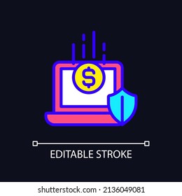 Fundraising platform pixel perfect RGB color icon for dark theme. Receiving donations online. Crowdfunding. Simple filled line drawing on night mode background. Editable stroke. Arial font used