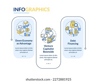 Fundraising tips rectangle infographic template. IT industry financing. Data visualization with 3 steps. Editable timeline info chart. Workflow layout with line icons. Lato-Bold, Regular fonts used