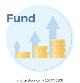 Fundraising vector flat illustration. Income growth chart, mutual fund, financial report graph. EPS 10
