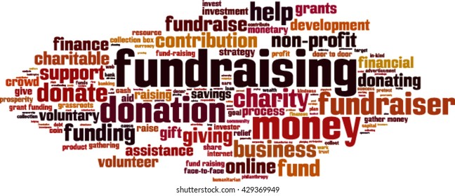 Fundraising word cloud concept. Vector illustration