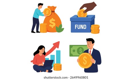 Doações e doações Ilustração Doações de caridade, Apoio financeiro, Filantropia e Gráficos de campanha sem fins lucrativos para o impacto social e arrecadação de fundos