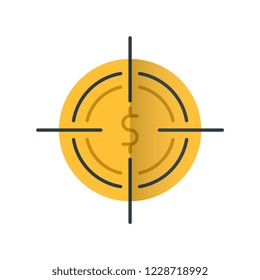 Funds hunting flat vector icon.