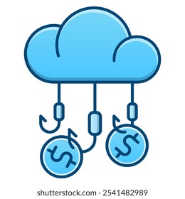 Funds hunting icon, blue gradient vector illustration