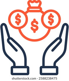 Funds Icon Color Line Vector Illustration