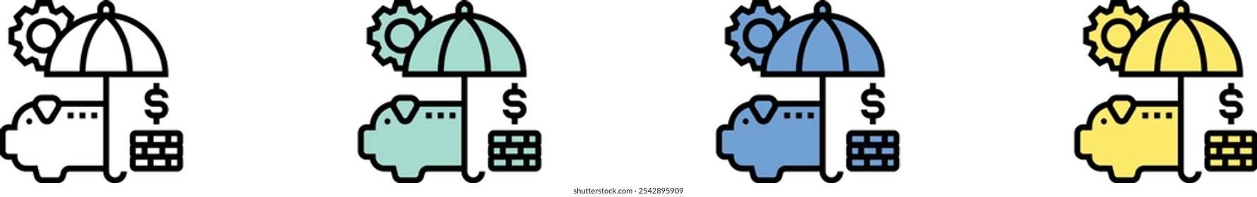 Funds icon. Outline, Green, Blue and Yellow Style Design Isolated On White Background