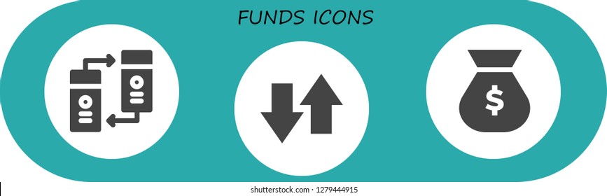  funds icon set. 3 filled funds icons. Simple modern icons about  - Transfer, Money bag