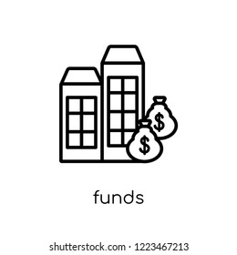 Funds icon. Trendy modern flat linear vector Funds icon on white background from thin line Cryptocurrency economy and finance collection, editable outline stroke vector illustration